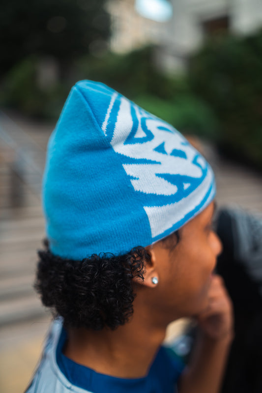 BLUE SATIN LINED BEANIE