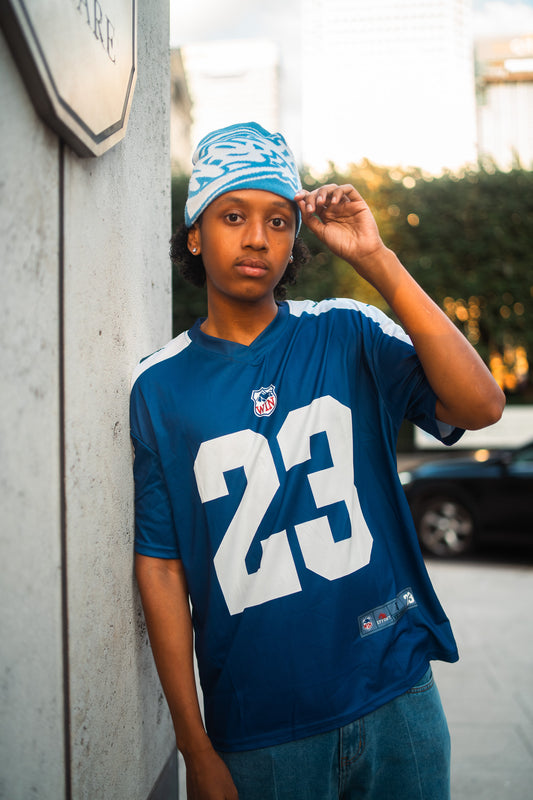 BLUE SATIN LINED BEANIE