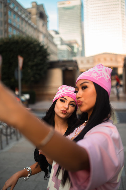 PINK SATIN LINED BEANIE